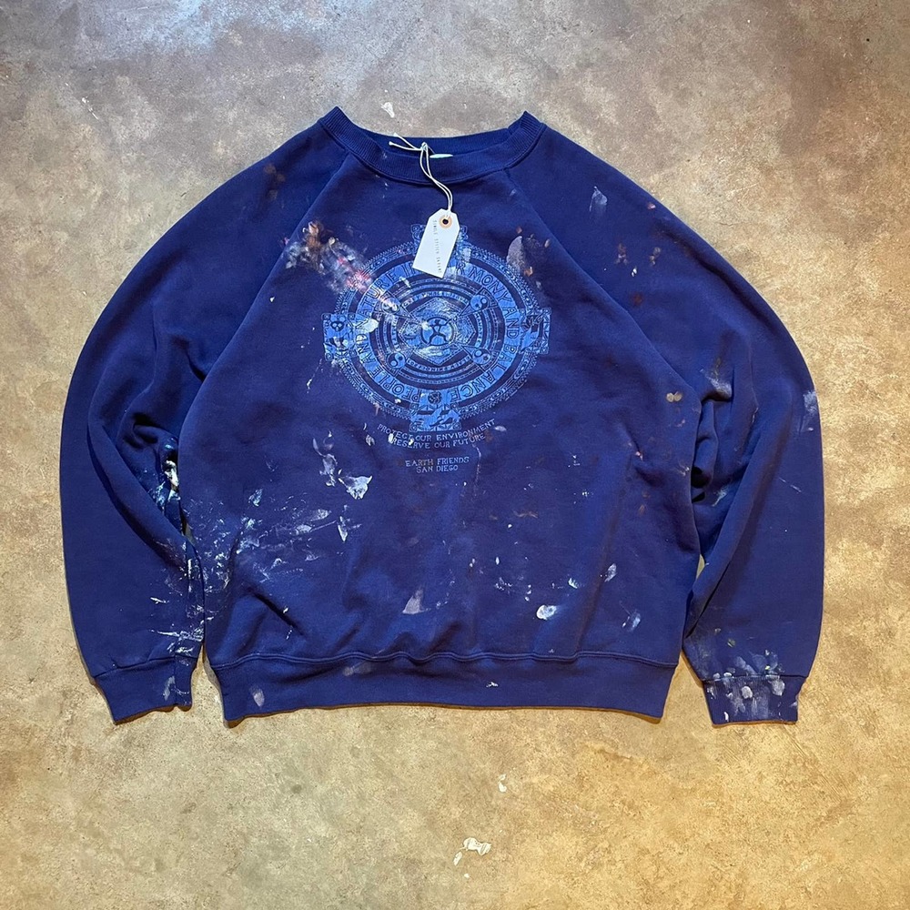 Vintage Paint Splatter Earth Conservation Raglan Crewneck